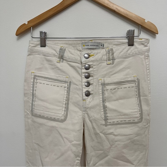 Kerri Rosenthal Cream Denim Crop Flare Jeans Size 28 - Picture 2 of 4